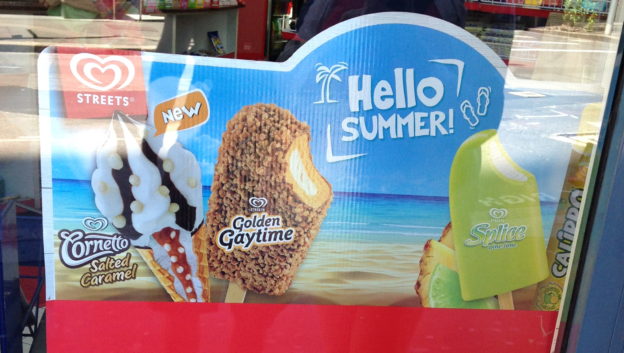 advertisement for ice cream with the slogan "Hello summer!"