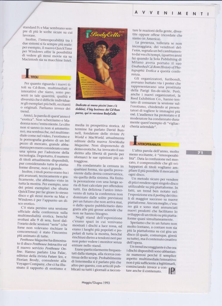 scan of a magazine page about the Intermedia conference in 1993 - this one has nudity!