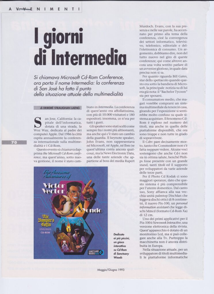 scan of a magazine page about the Intermedia conference in 1993