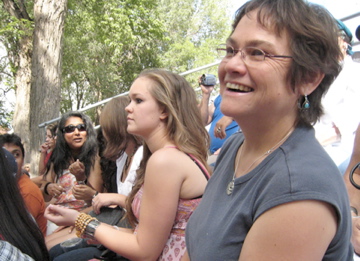 Sharon Seto and Rossella Laeng at a July 4 celebration in Las Vegas, NM