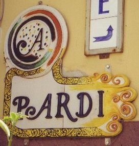 sign for Pardi ceramics shop, Castelli, Abruzzo, Italy