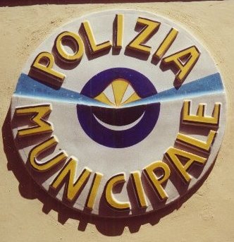 ceramic police sign, Castelli, Abruzzo, Italy