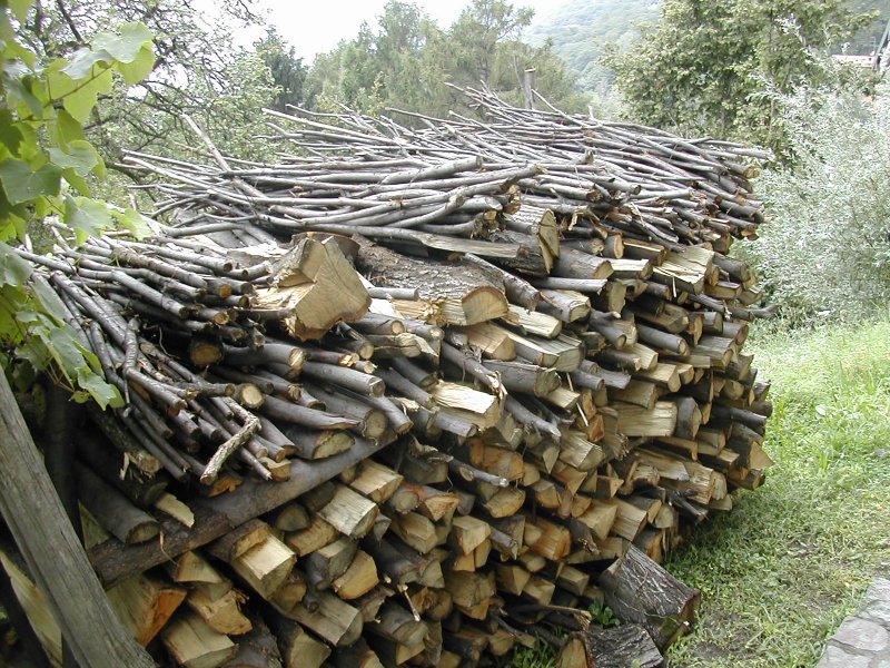 woodpile, Italian Alpine village