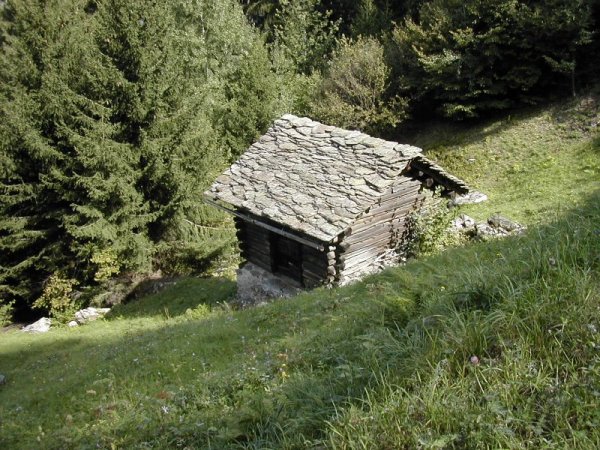 stone roof of an Alpine hut, Italy