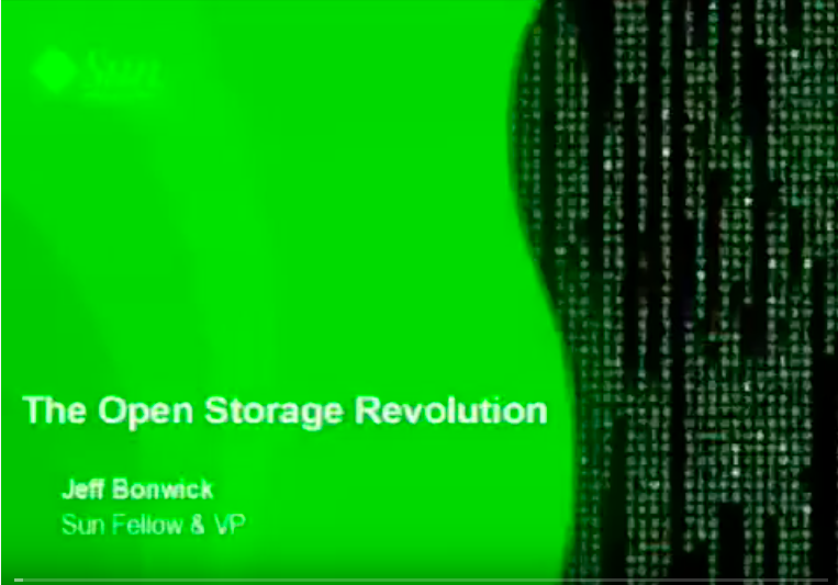 cover slide for Jeff Bonwick's talk on The Open Storage Revolution