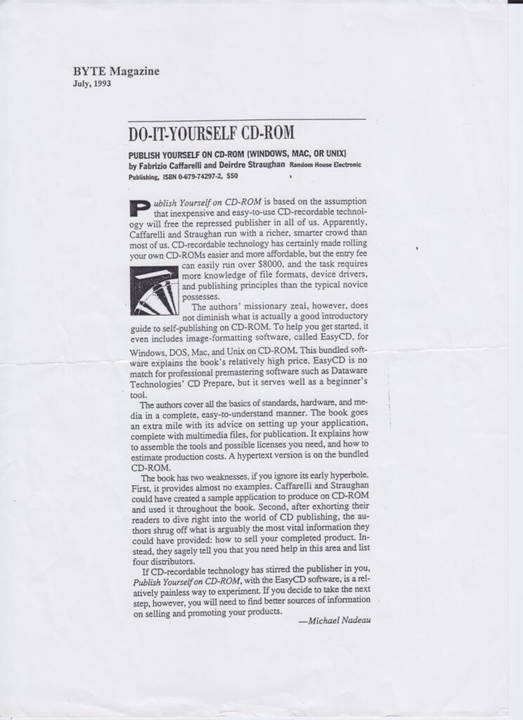 Do-it-yourself CD-ROM book review 1993 - tl;dr -- reviewer didn't like it