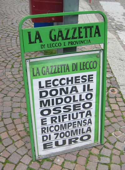 Italian newspaper headlines