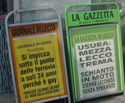 Italian newspaper headlines