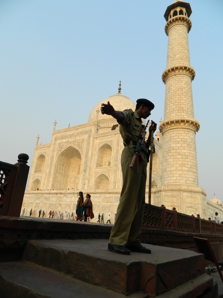 security guard at Taj Mahal, photo copyright Brendan Grett