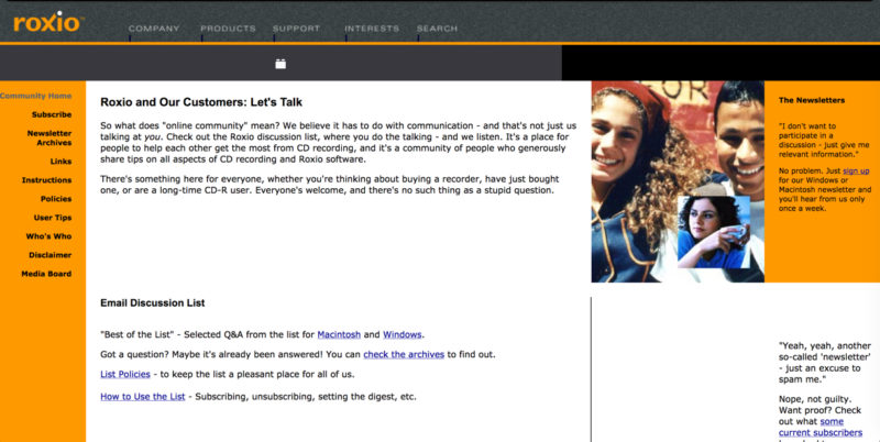 community on the Roxio website
