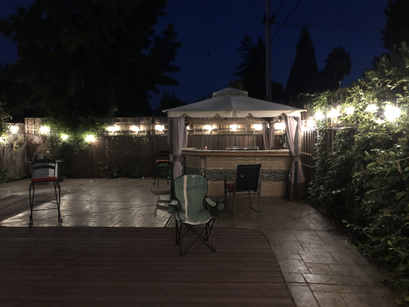 Backyard, lighted