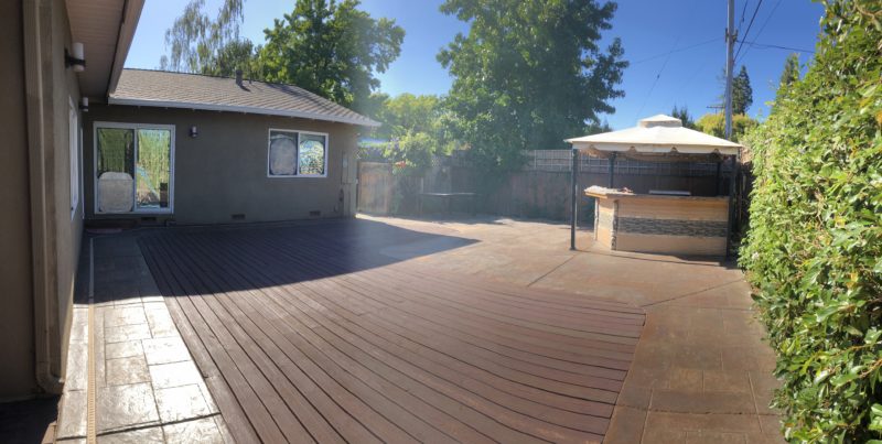 backyard before tent installation