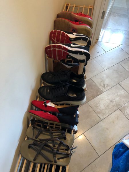 a row of very clean shoes