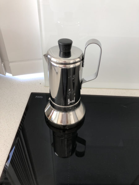 moka espresso pot on the stove