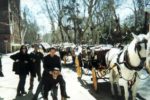 tech tourists posing by a horse-drawn carriage in Seville