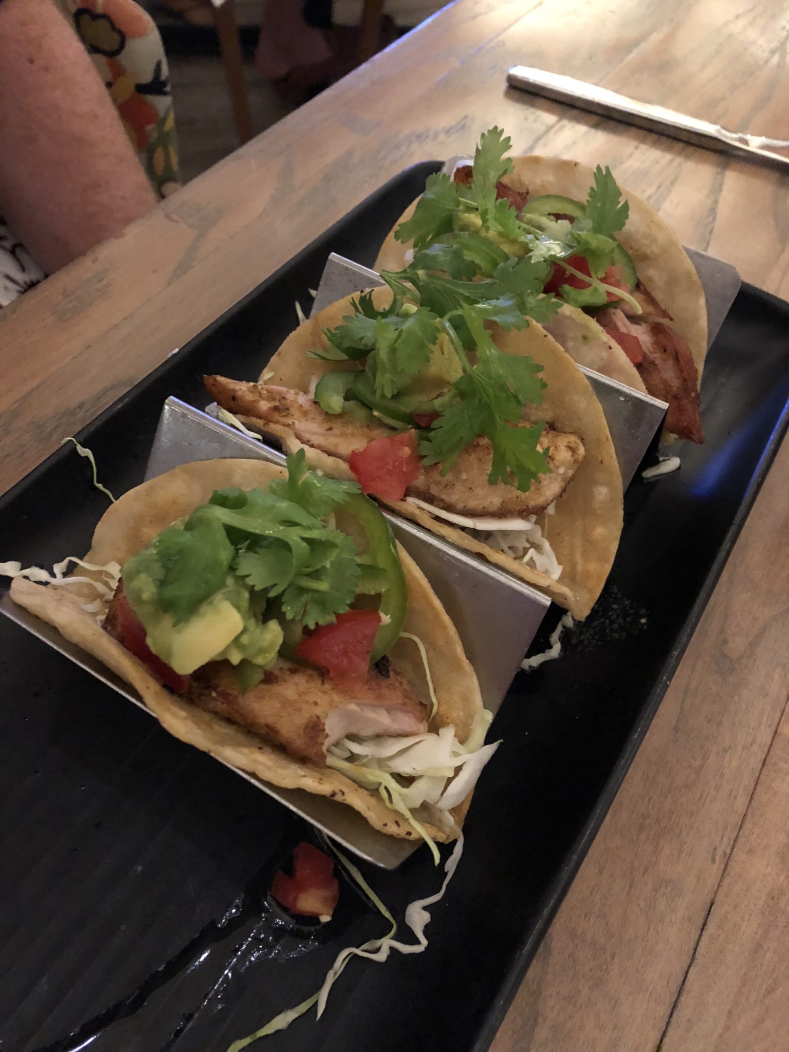 3 tacos, elegantly served