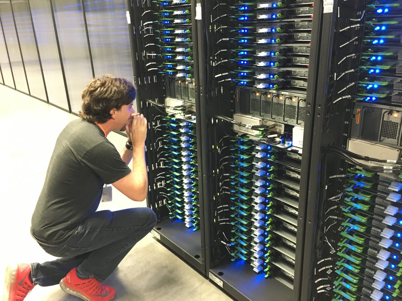 Brendan recreating his famous "shouting in the data center" video