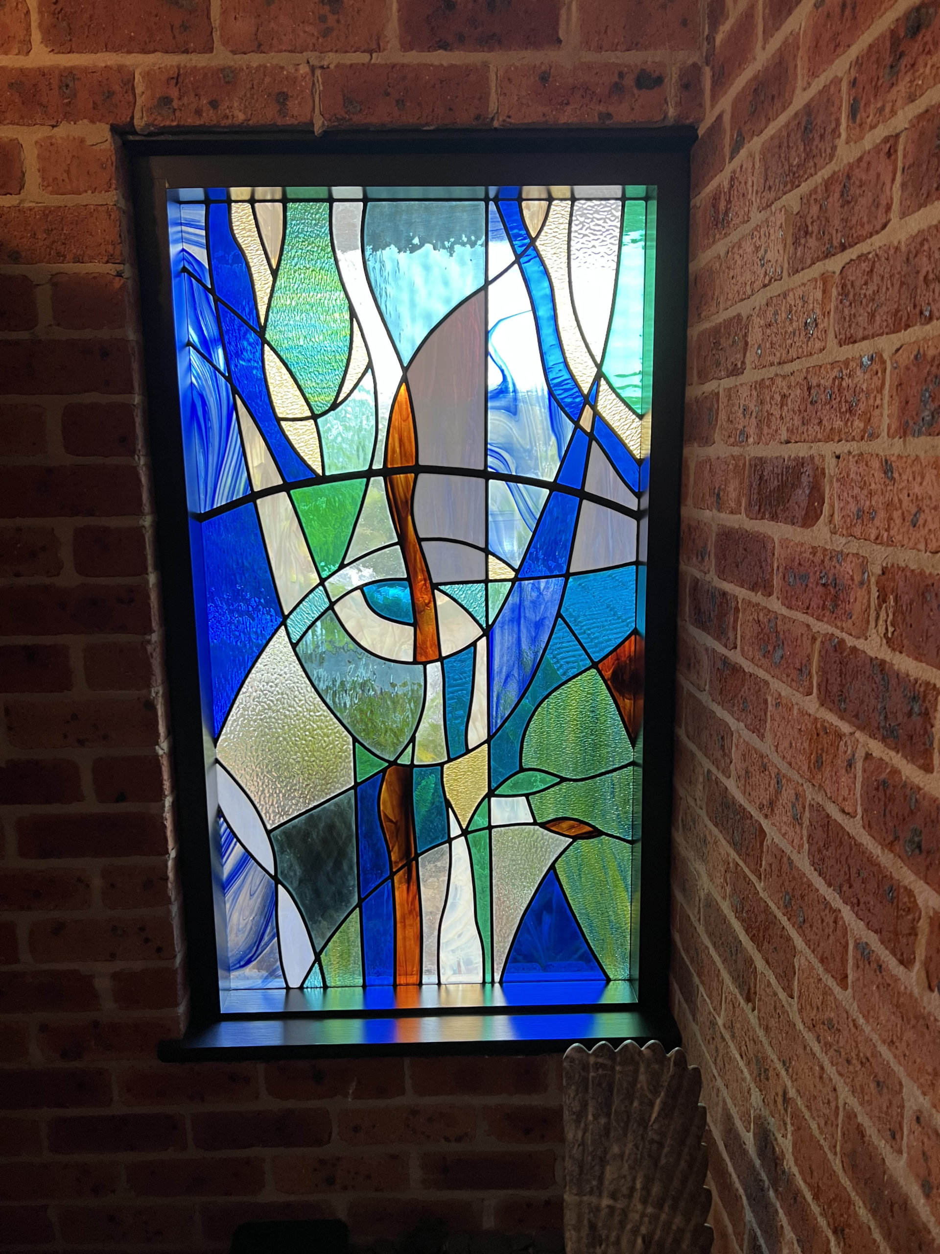 abstract design stained glass window