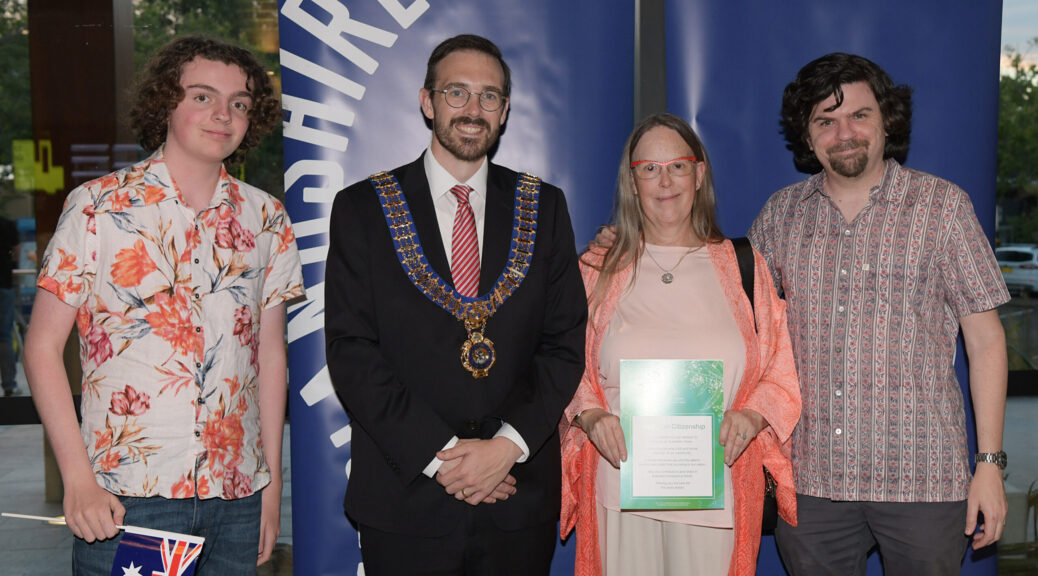 Mitchell, Mayor Jack Boyd, myself, and Brendan - post ceremony pic